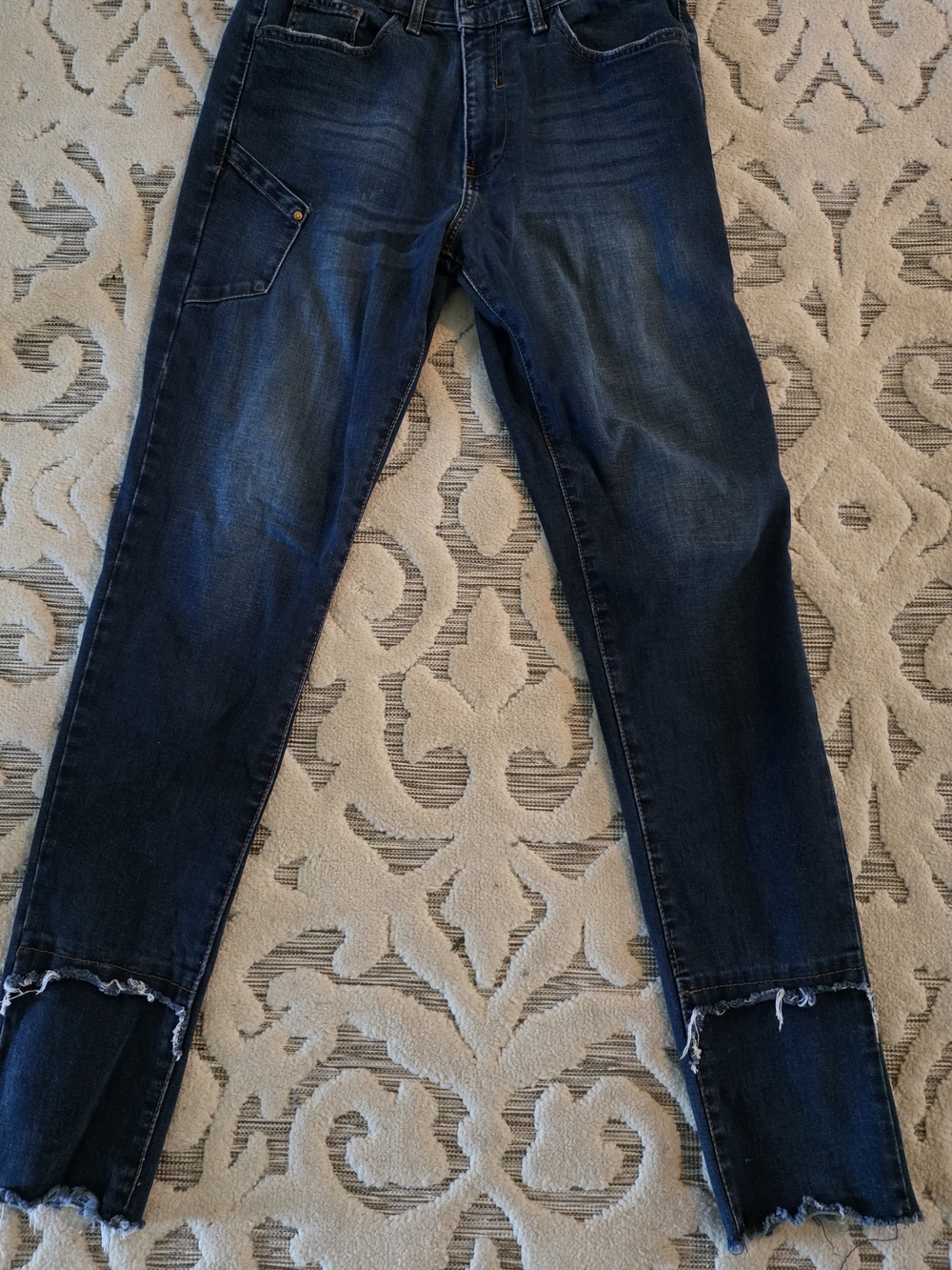 Dark Blue Women’s Jeans - Frayed Hem
